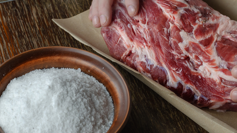 curing meat in salt