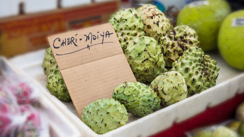 Cherimoyas in a white basket