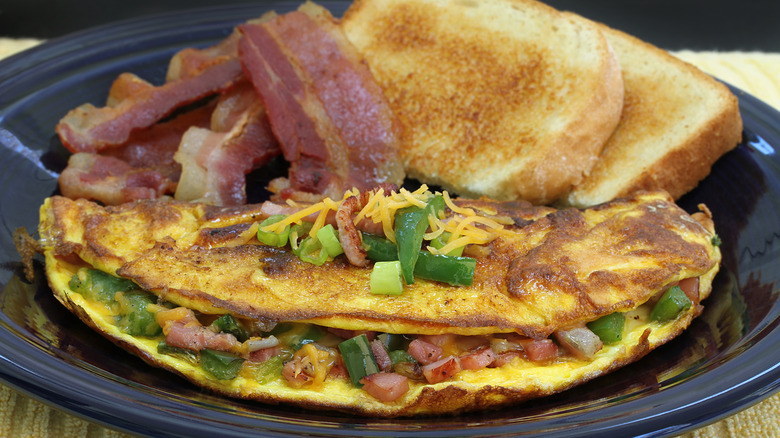 Denver omelet with bacon and toast