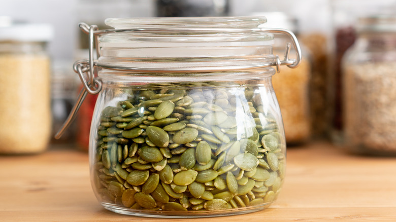 Pepita seeds in a jar