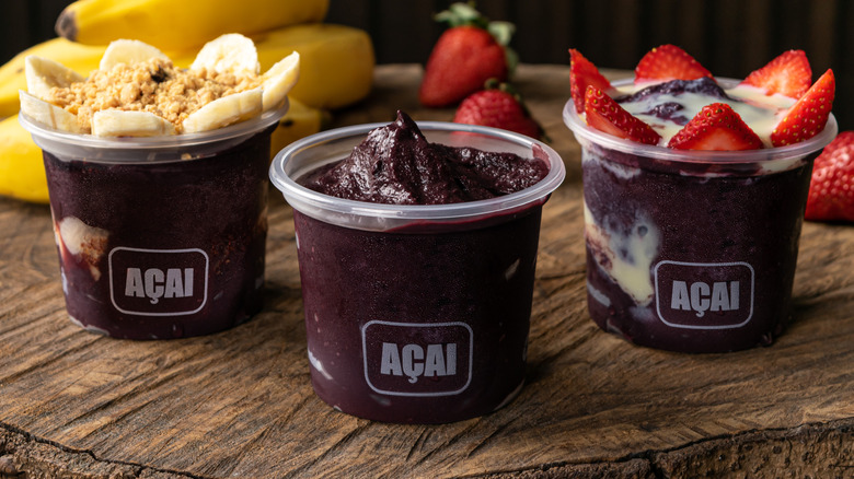 Acai bowls in plastic containers
