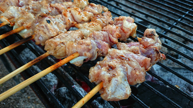 Alligator meat on the grill