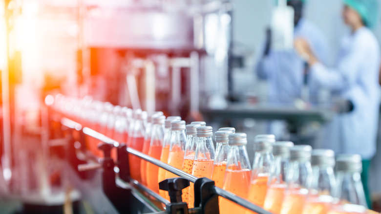 assembly line in bottling plant