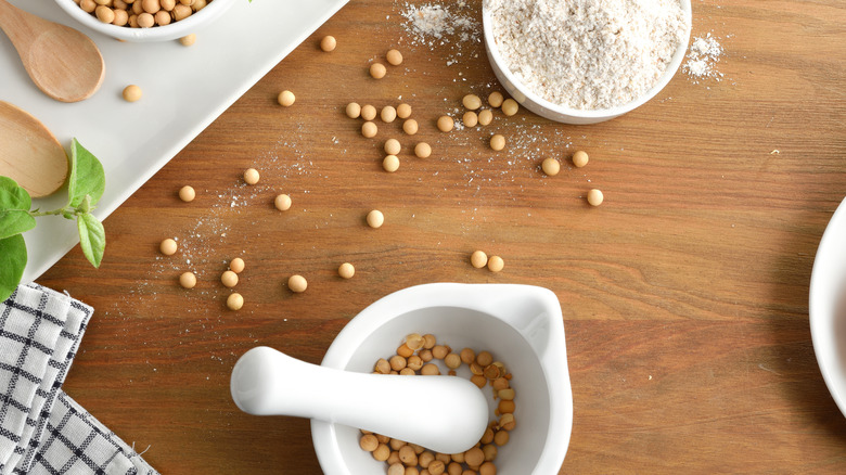 mortar and pestle with beans