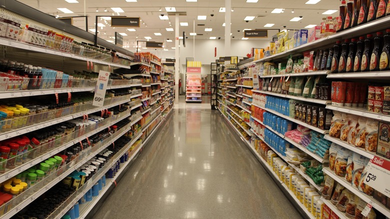 flour aisle at grocery store