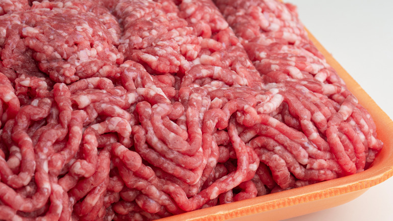 Container of ground beef