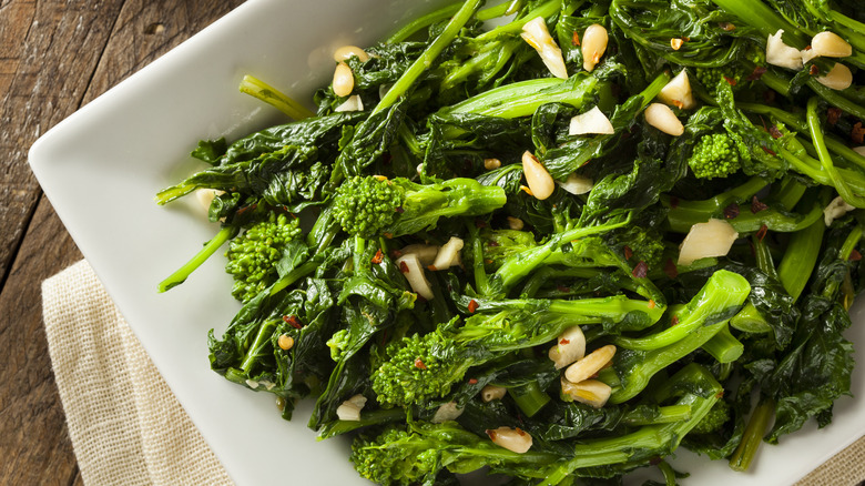 broccoli rabe sauteed in garlic and nuts