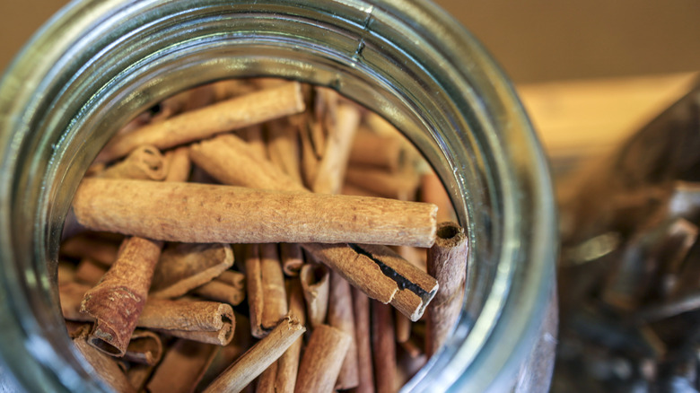 Cassia sticks in a jar