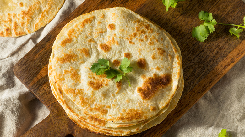 chapati on a wooden board