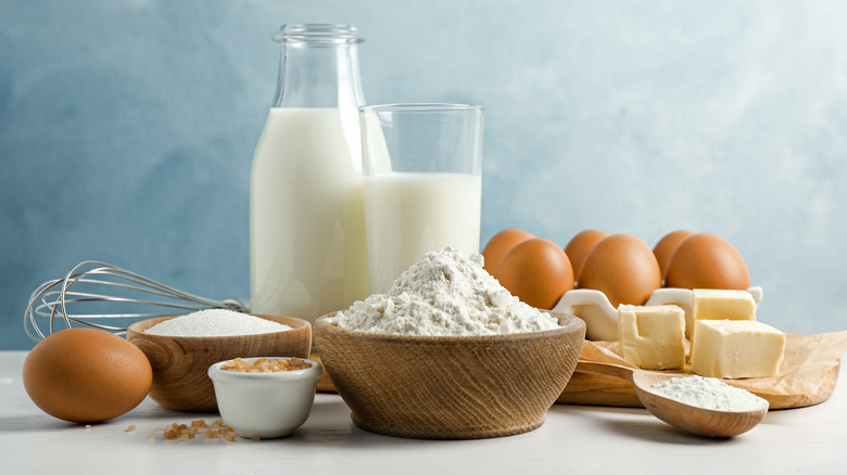 Baking ingredients on a table