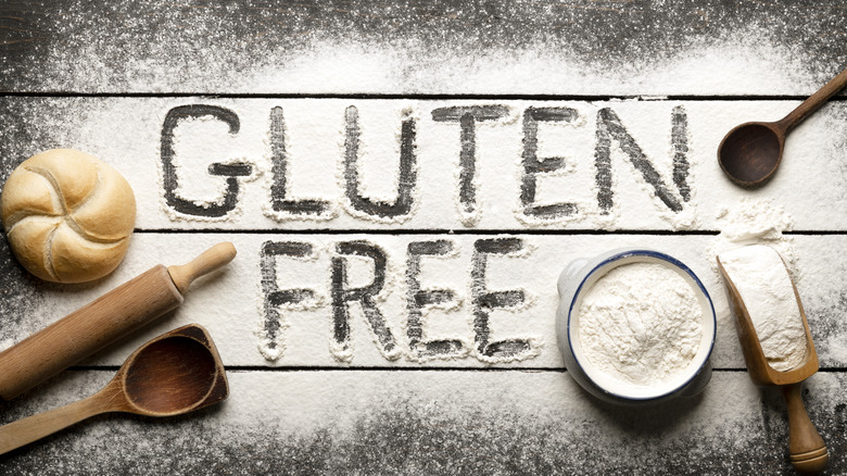 "gluten free" written in gluten-free flour