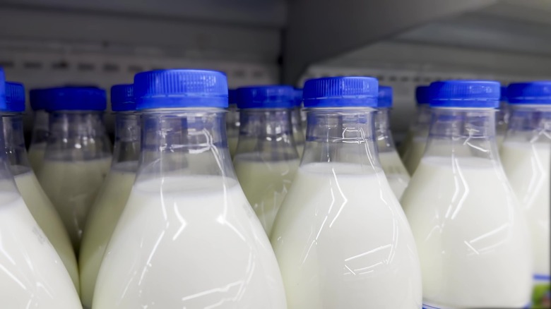 milk in a plastic jug