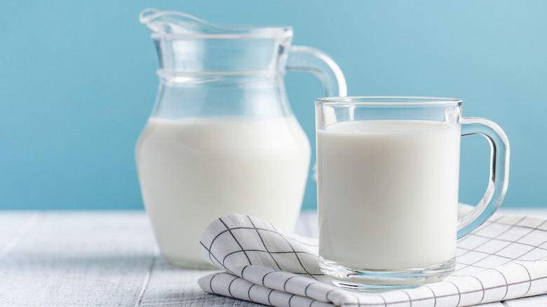 fresh milk in a glass