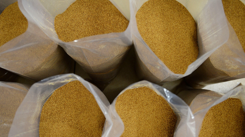 Bags of packaged coconut palm sugar 