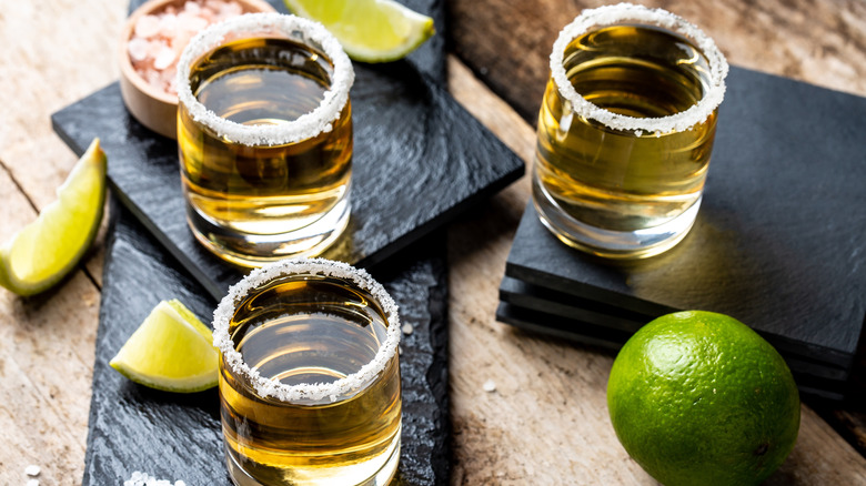 traditional tequila in shot glasses