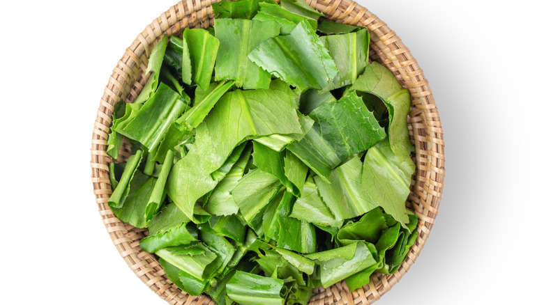 Chopped culantro in a bowl