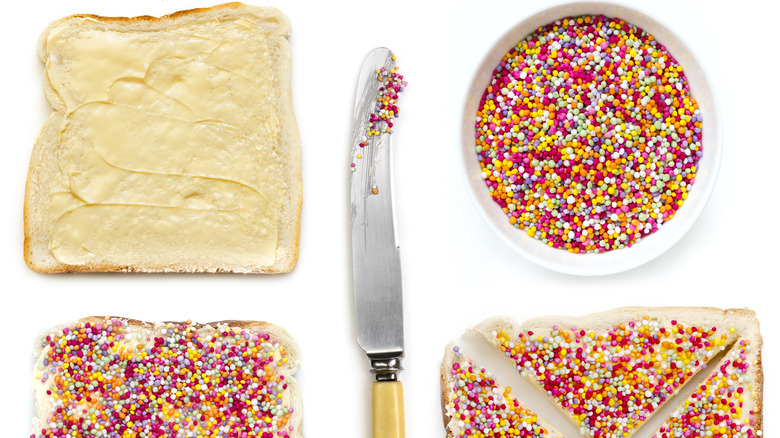 Bread with butter and sprinkles for fairy bread