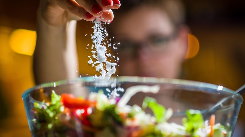 Salt sprinkled over salad