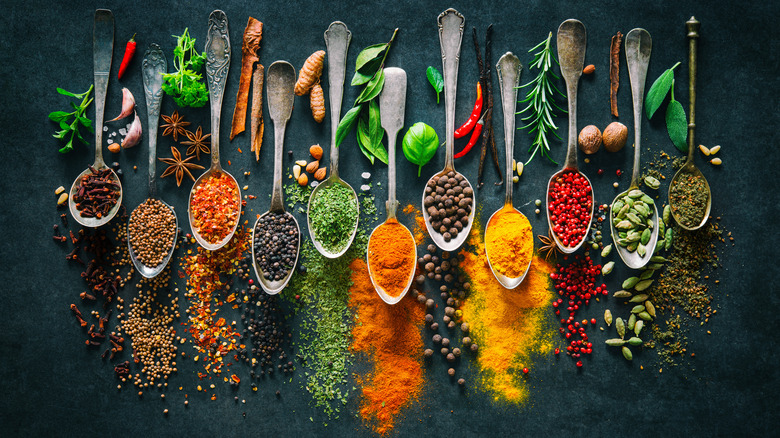 spices in spoons