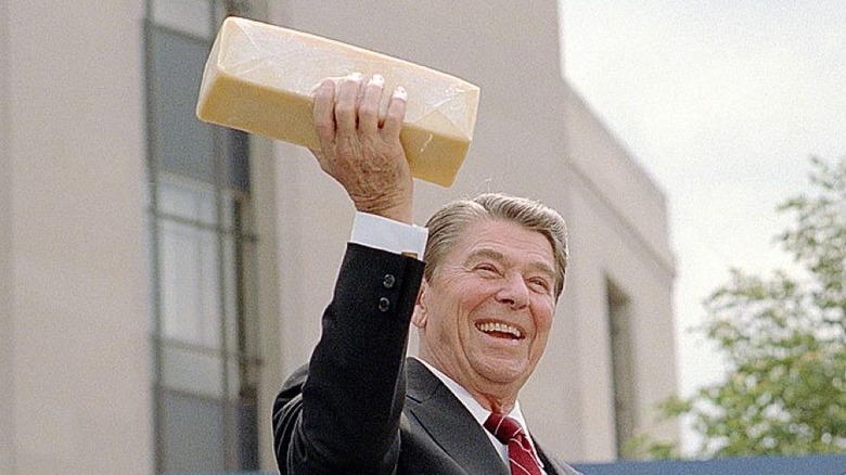 Ronald Reagan holding government cheese