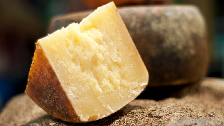 grana padano cheese texture closeup