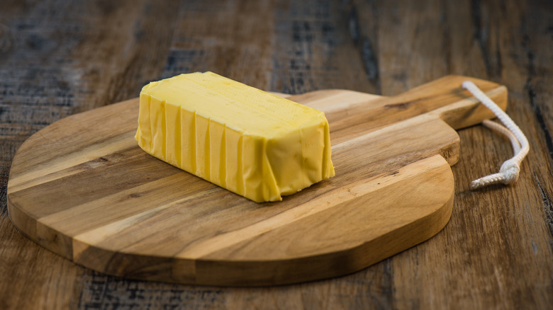 butter on wooden block 