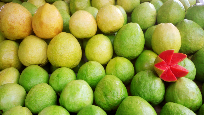 Guavas in various colors