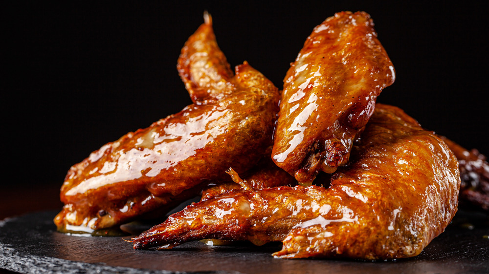 Chicken wings glazed with honey