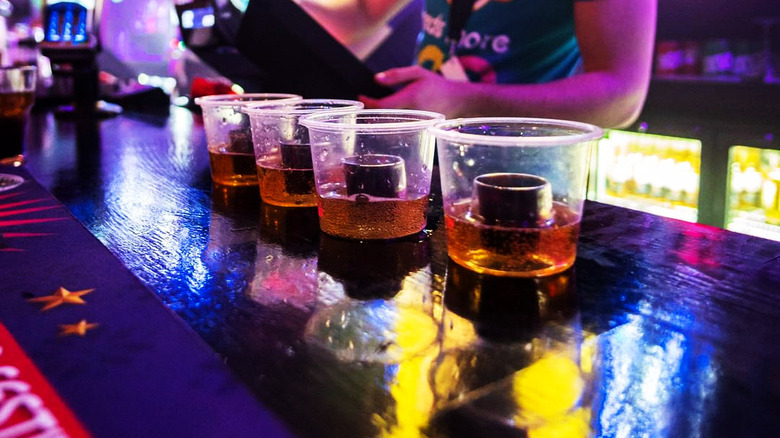 Jäger Bombs lined up on bar