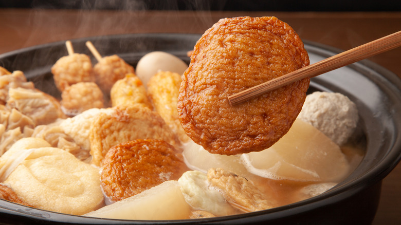 Assorted fish caked in oden cooking