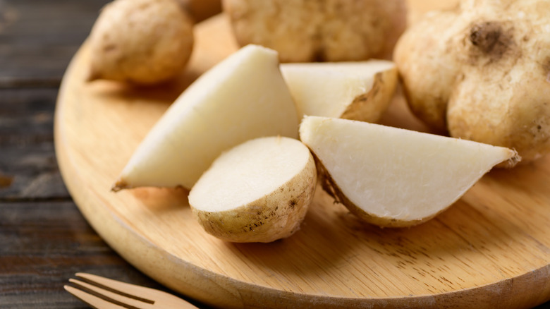 jicama cut to show flesh