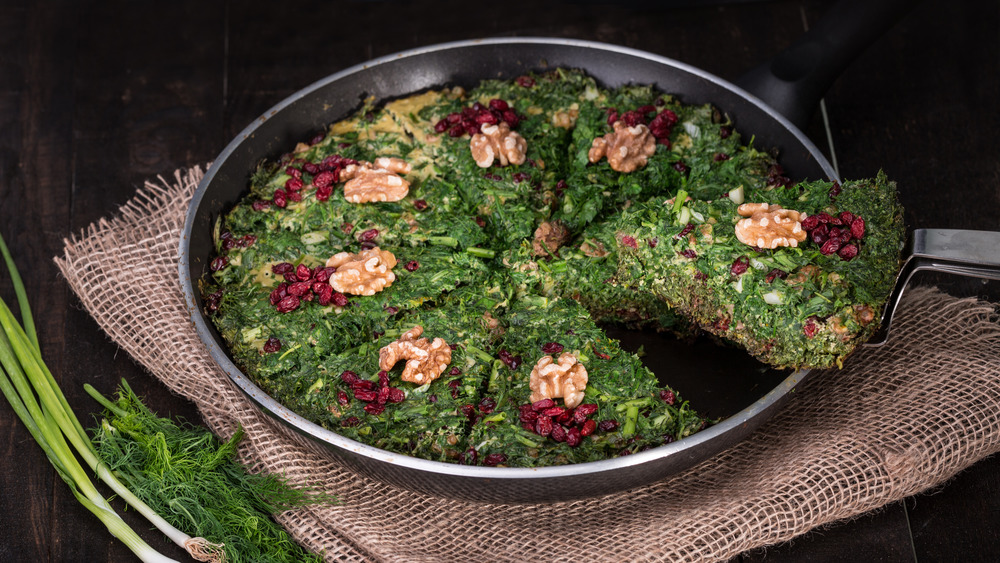 Kookoo sabzi in a pan