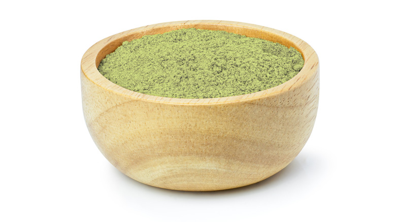 A bowl of Kratom herbal powder