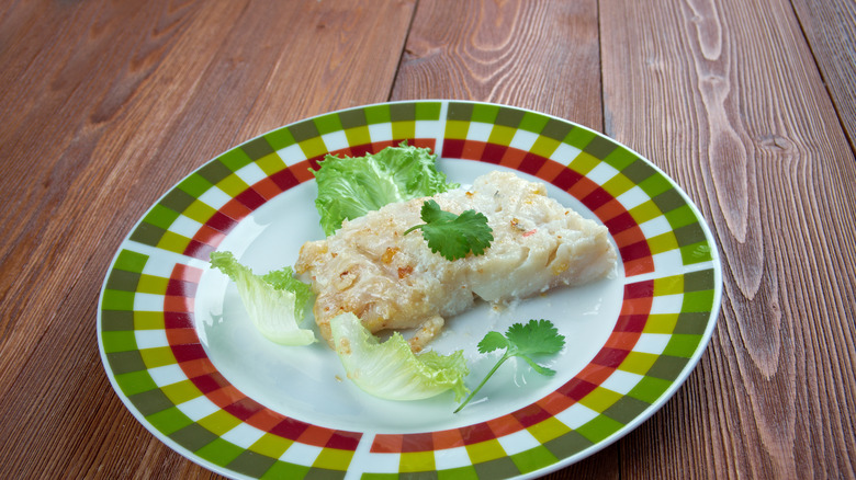 Lutefisk on a patterned plate