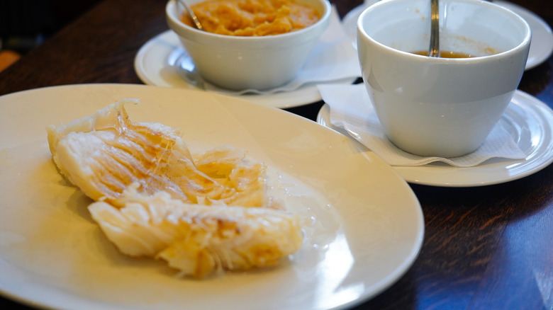 Lutefisk on a white plate