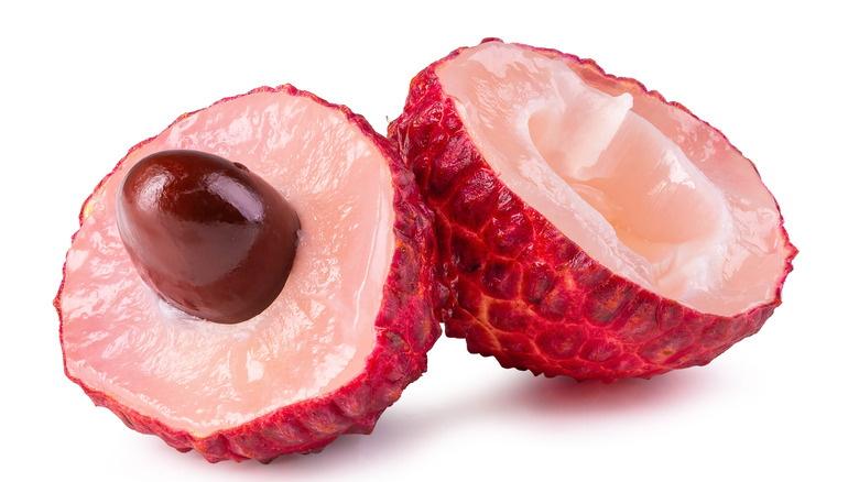 Lychee cut in half