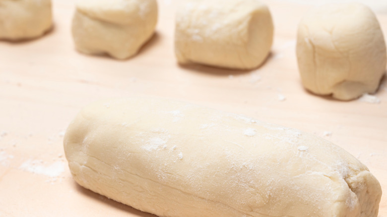 Dough shaped into mantou