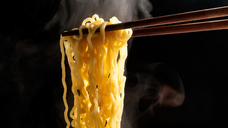 noodles in chopsticks