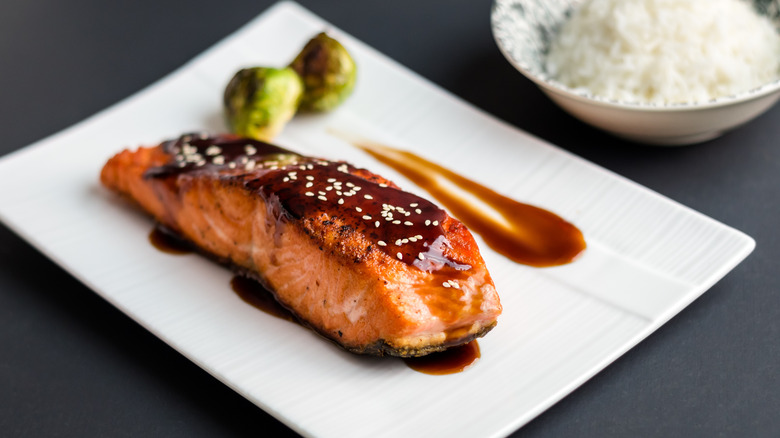 Salmon with teriyaki sauce