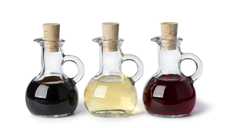 Bottles of different vinegar