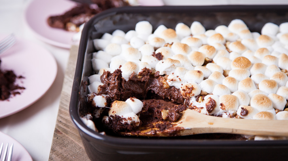 Chocolate mud cake in pan