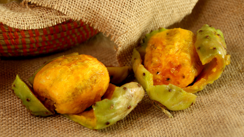 Two peeled prickly pears