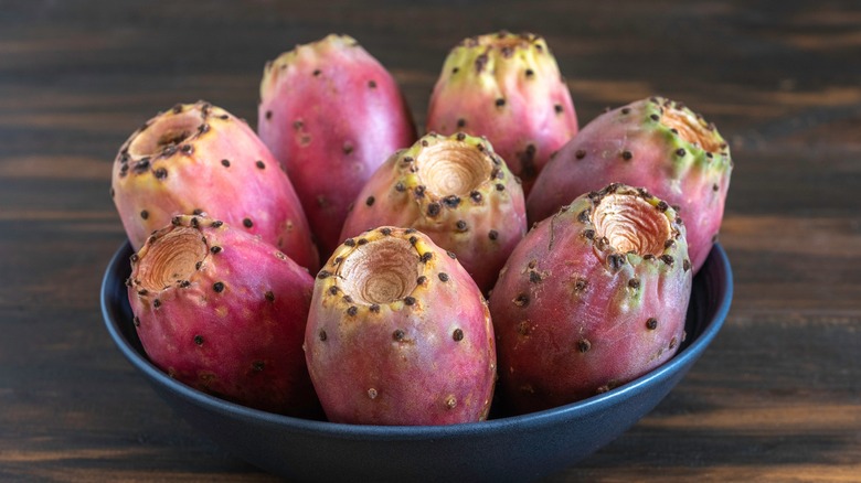 Prickly pears in fruit bowl