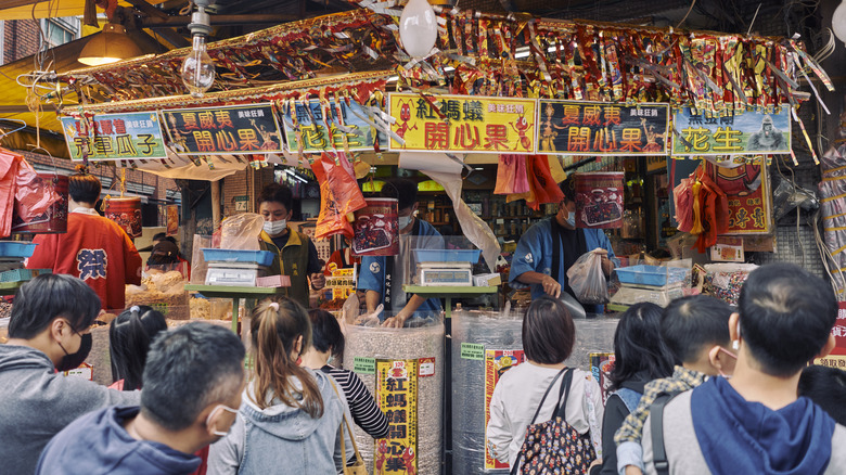 Customers at Taiwanese market