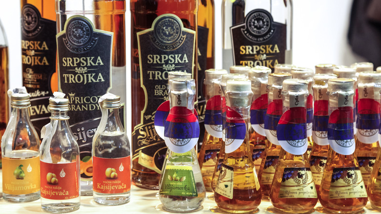 bottles of Serbian rakia