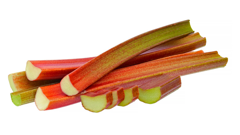 Rhubarb against white background