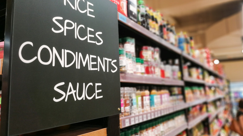 Spice aisle at grocery store 