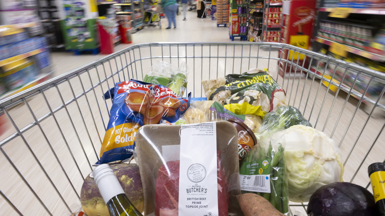 A shopping cart with produce