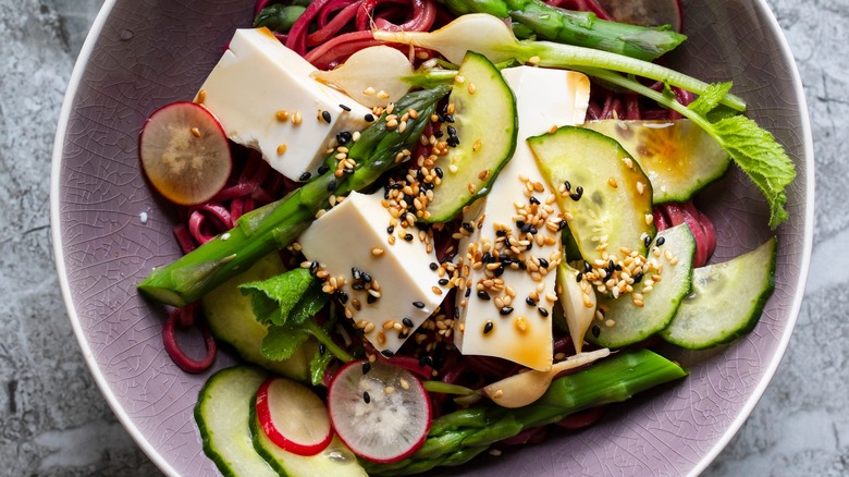 Silken tofu with salad