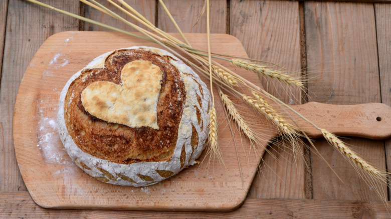 spelt flour bread with heart